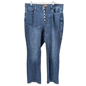 Judy Blue Button Fly Jeans‎ Straight Fit Dark Wash Stretch Size 20W